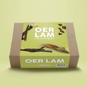 Jips smulbox met puur natuurlijke snacks voor honden die alleen lam mogen hebben.