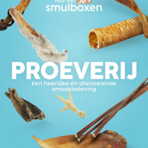 Ruim en divers pakket vol met hondenbotten en snacks in de Jips snackbox hondenproeverij
